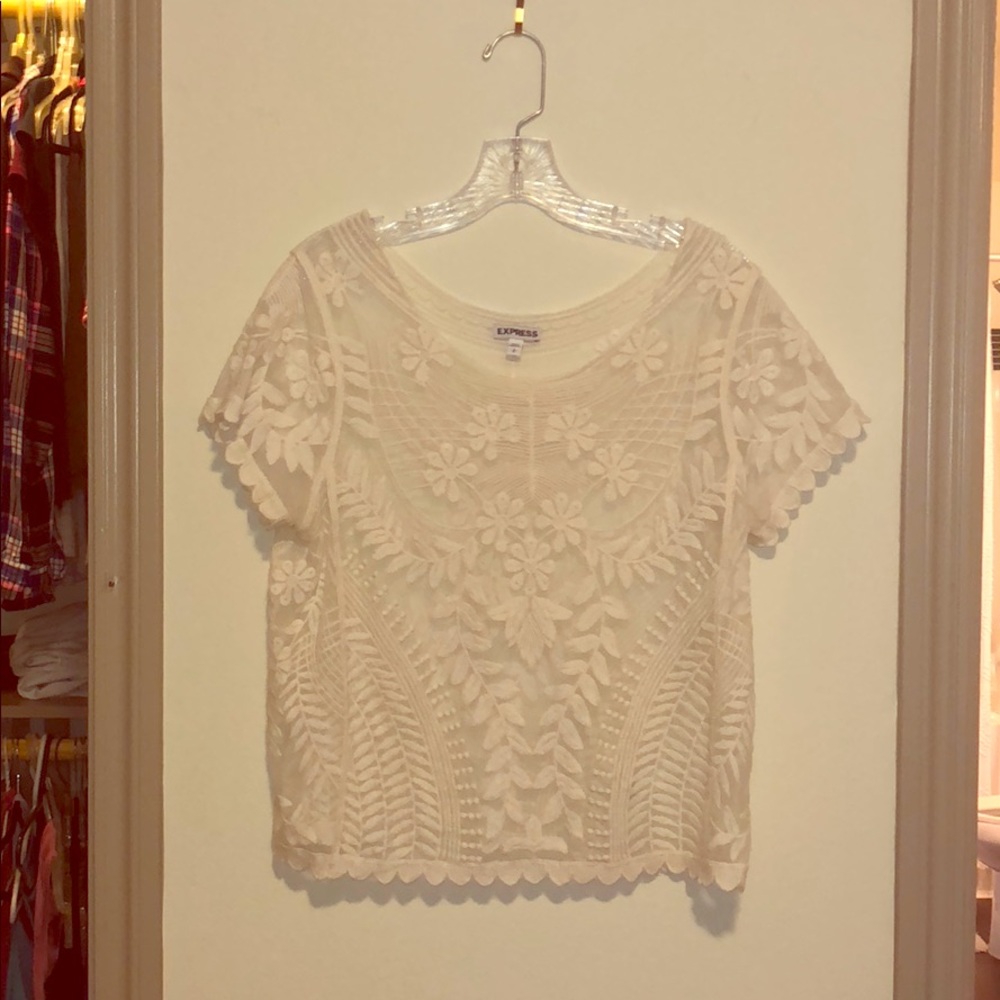 Express Cream/Off-White Lacy Top